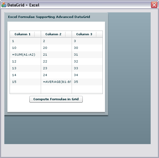 Computing Excel formulae in ADG.